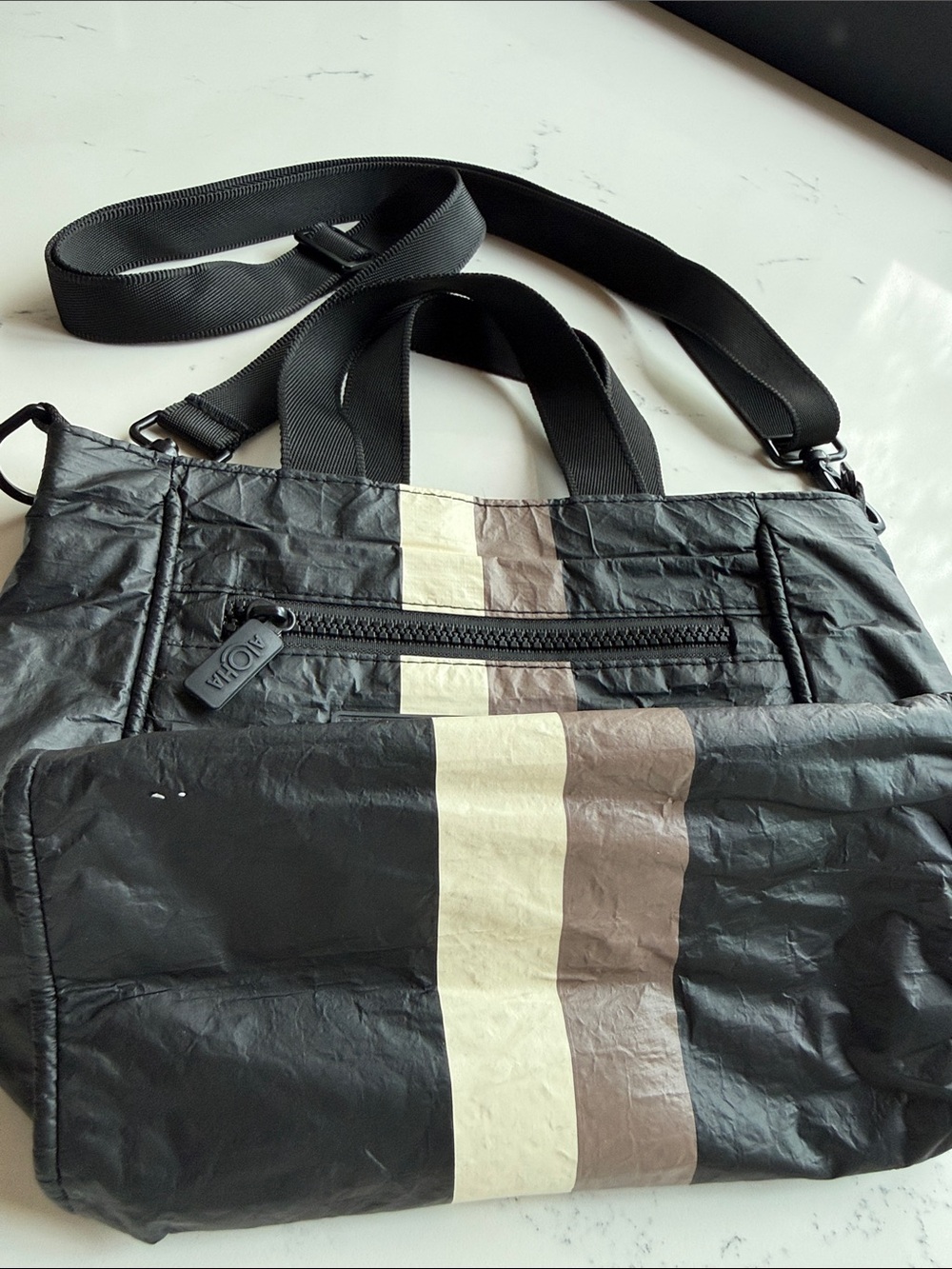 ALOHA Collection Le Voyageur crossbody bag Caffe On Black Color - Picture 9 of 14